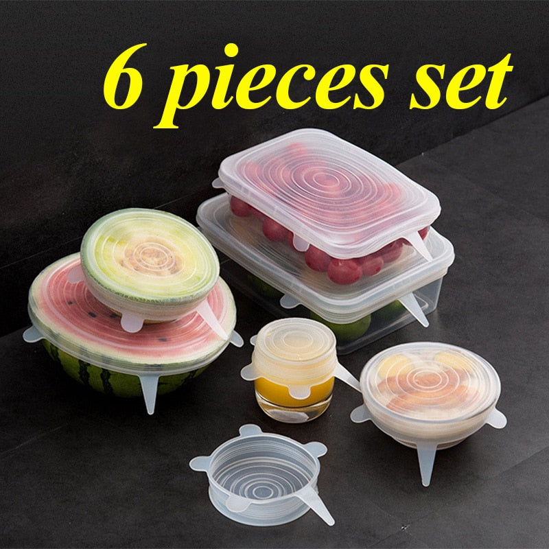 6 Pcs Storage Silicone Stretch Lids Reusable Food Wrap Covers